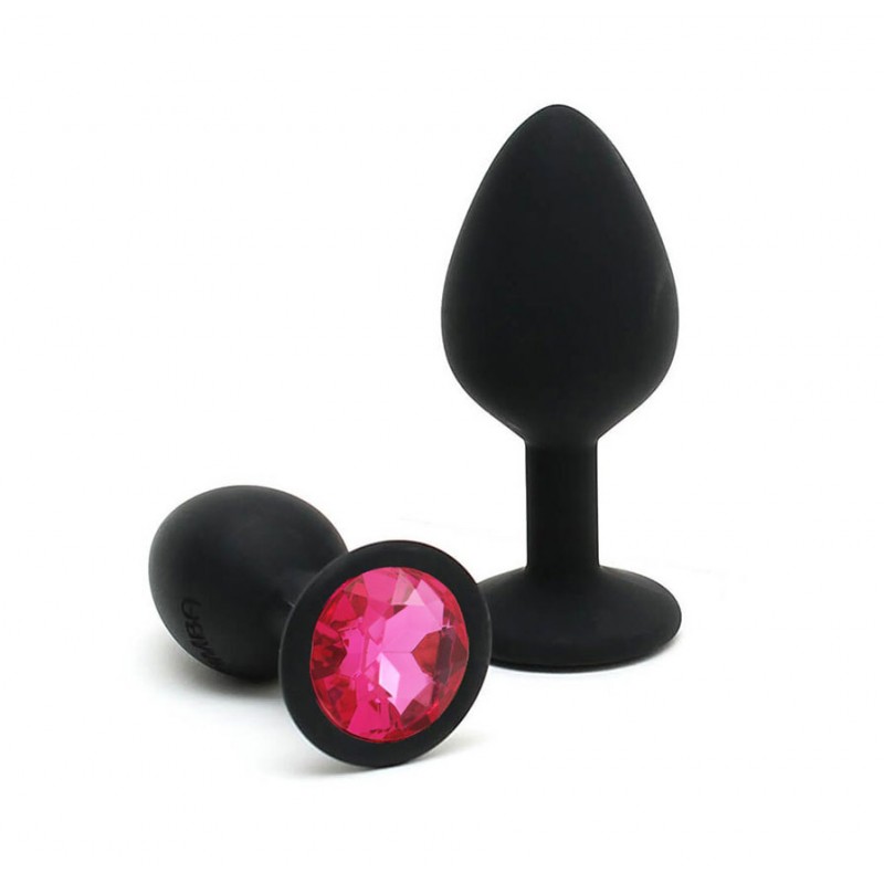 Adora Black Jewel Silicone Butt Plug - Hot Pink - Medium